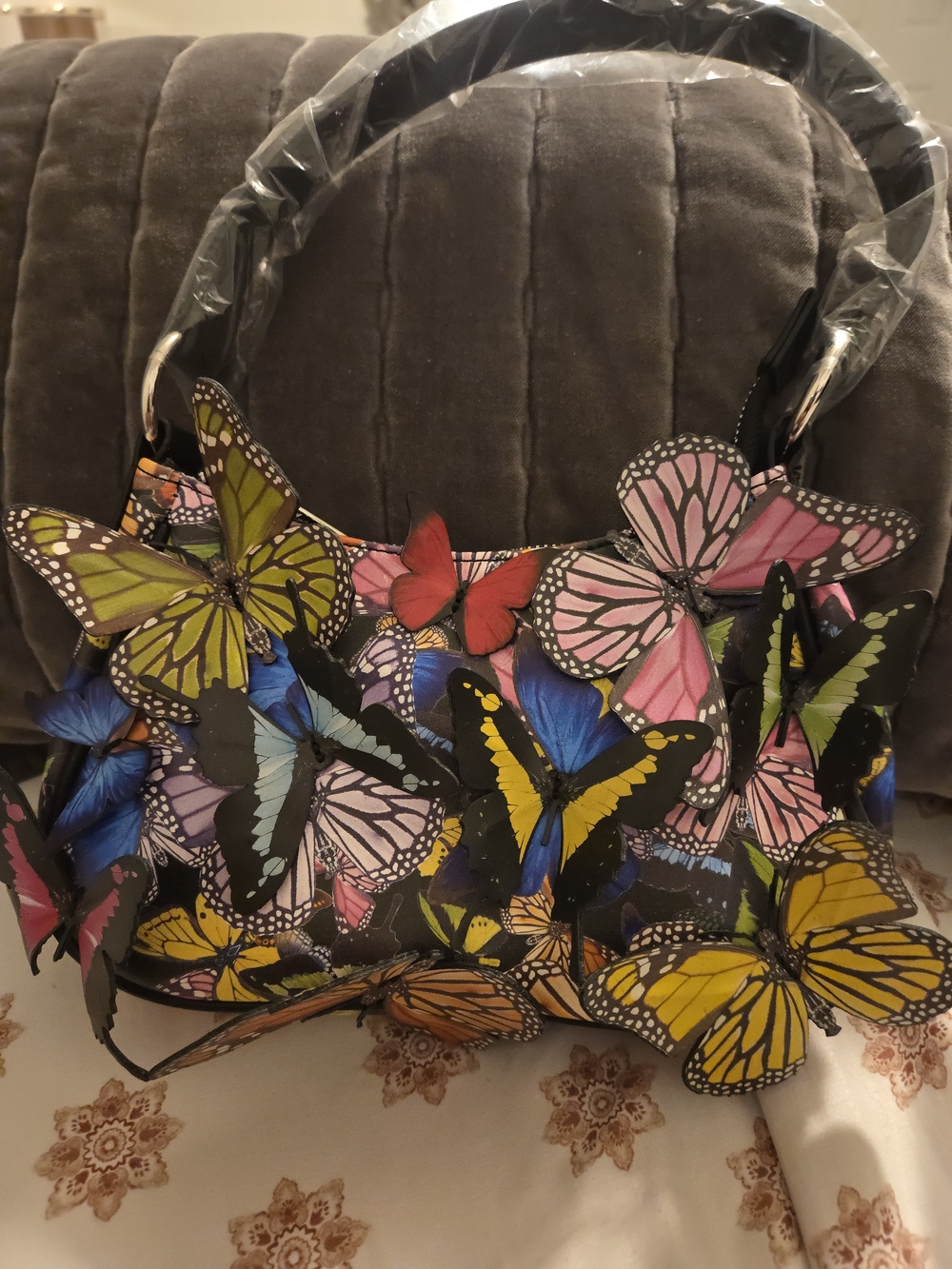 Butterfly Accent Women’s Shoulder Bag in Multicolor